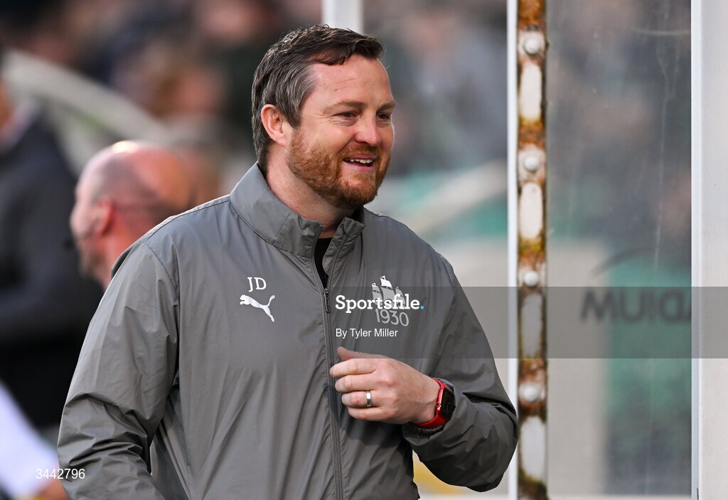 1 May 2026; Waterford manager Jon Daly before the SSE Airtricity Men's Premier Division match between Shamrock Rovers and Waterford at Tallaght Stadium in Dublin. Photo by Tyler Miller/Sportsfile