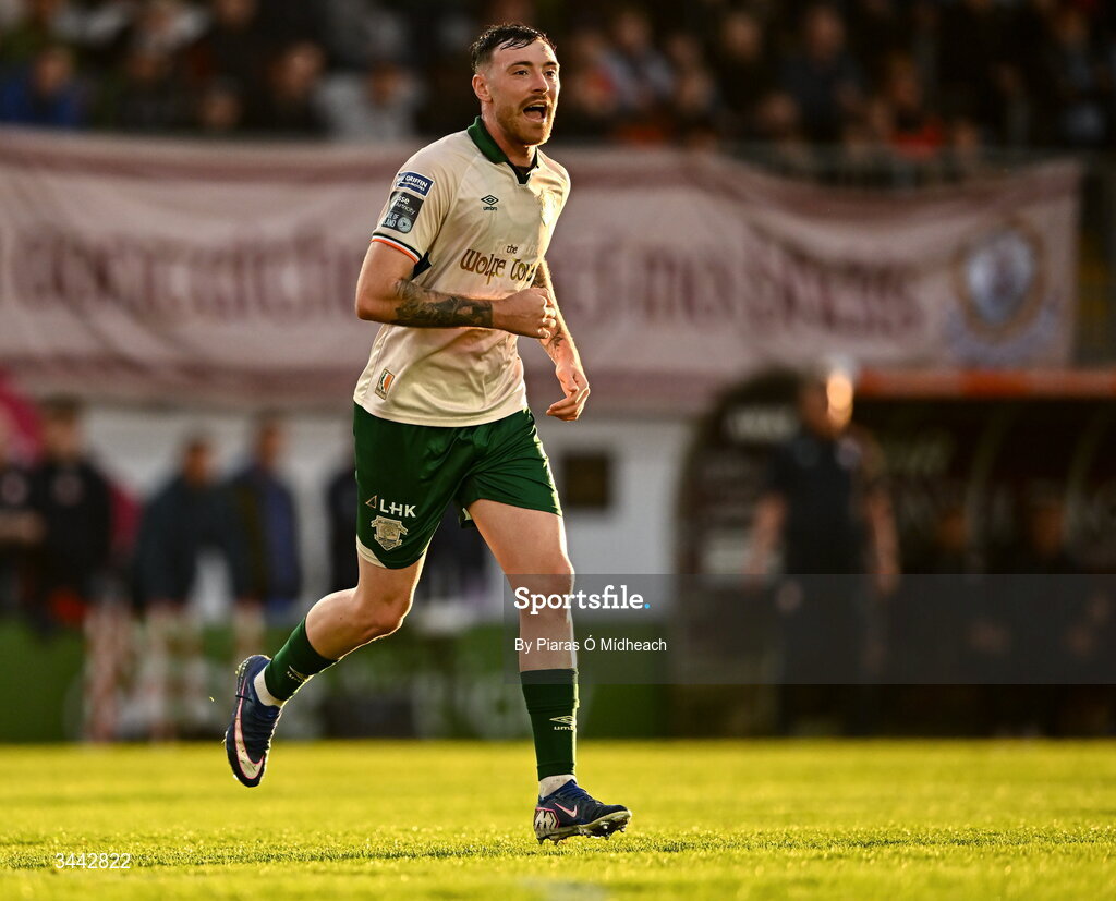 1 May 2026; Ryan Edmondson of St Patrick's Athletic during the SSE Airtricity Men's Premier Division match between Galway United and St Patrick's Athletic at Eamonn Deacy Park in Galway. Photo by Piaras Ó Mídheach/Sportsfile