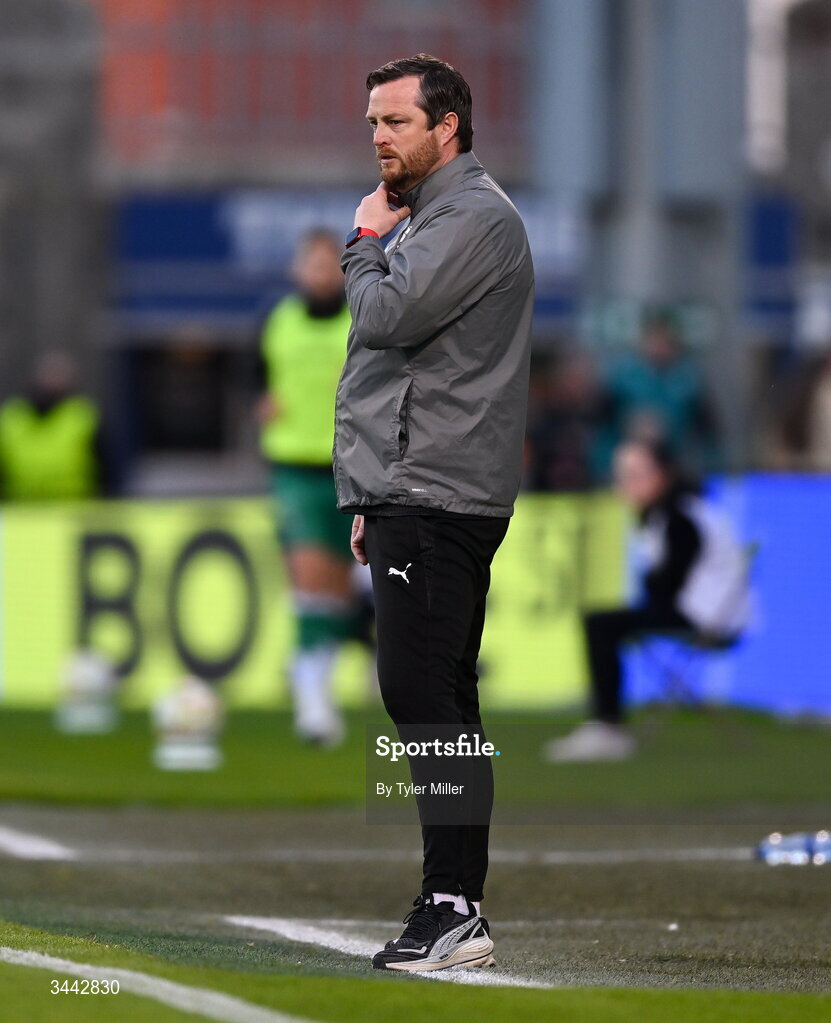 1 May 2026; Waterford manager Jon Daly during the SSE Airtricity Men's Premier Division match between Shamrock Rovers and Waterford at Tallaght Stadium in Dublin. Photo by Tyler Miller/Sportsfile