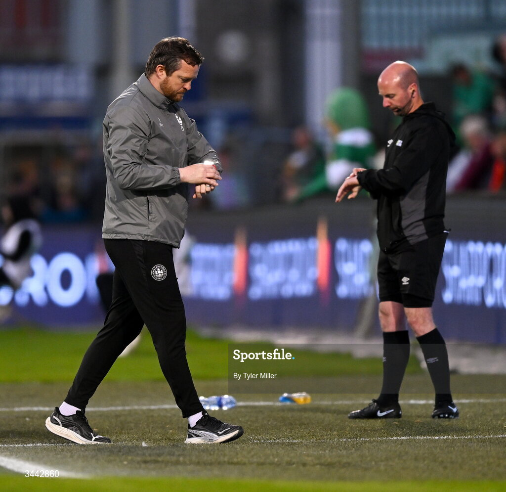 1 May 2026; Waterford manager Jon Daly during the SSE Airtricity Men's Premier Division match between Shamrock Rovers and Waterford at Tallaght Stadium in Dublin. Photo by Tyler Miller/Sportsfile