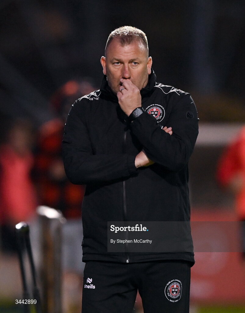 1 May 2026; Bohemians manager Alan Reynolds during the SSE Airtricity Men's Premier Division match between Bohemians and Derry City at Dalymount Park in Dublin. Photo by Stephen McCarthy/Sportsfile