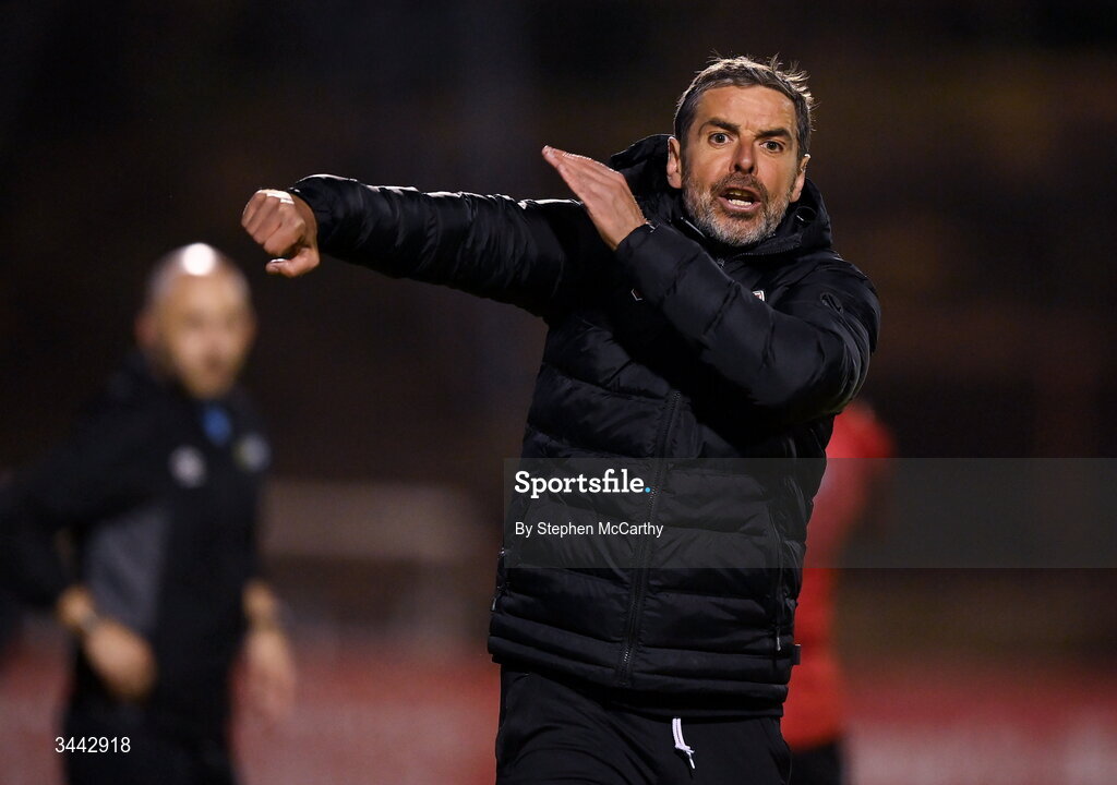 1 May 2026; Derry City manager Tiernan Lynch during the SSE Airtricity Men's Premier Division match between Bohemians and Derry City at Dalymount Park in Dublin. Photo by Stephen McCarthy/Sportsfile