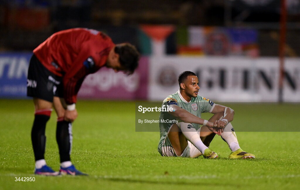 1 May 2026; Barry Cotter of Derry City after the SSE Airtricity Men's Premier Division match between Bohemians and Derry City at Dalymount Park in Dublin. Photo by Stephen McCarthy/Sportsfile