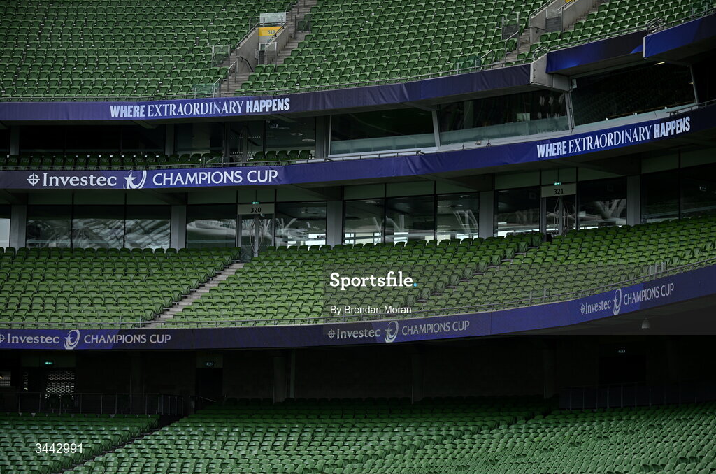 2 May 2026; A general view of the stadium before the Investec Champions Cup semi-final match between Leinster and RC Toulon at the Aviva Stadium in Dublin. Photo by Brendan Moran/Sportsfile
