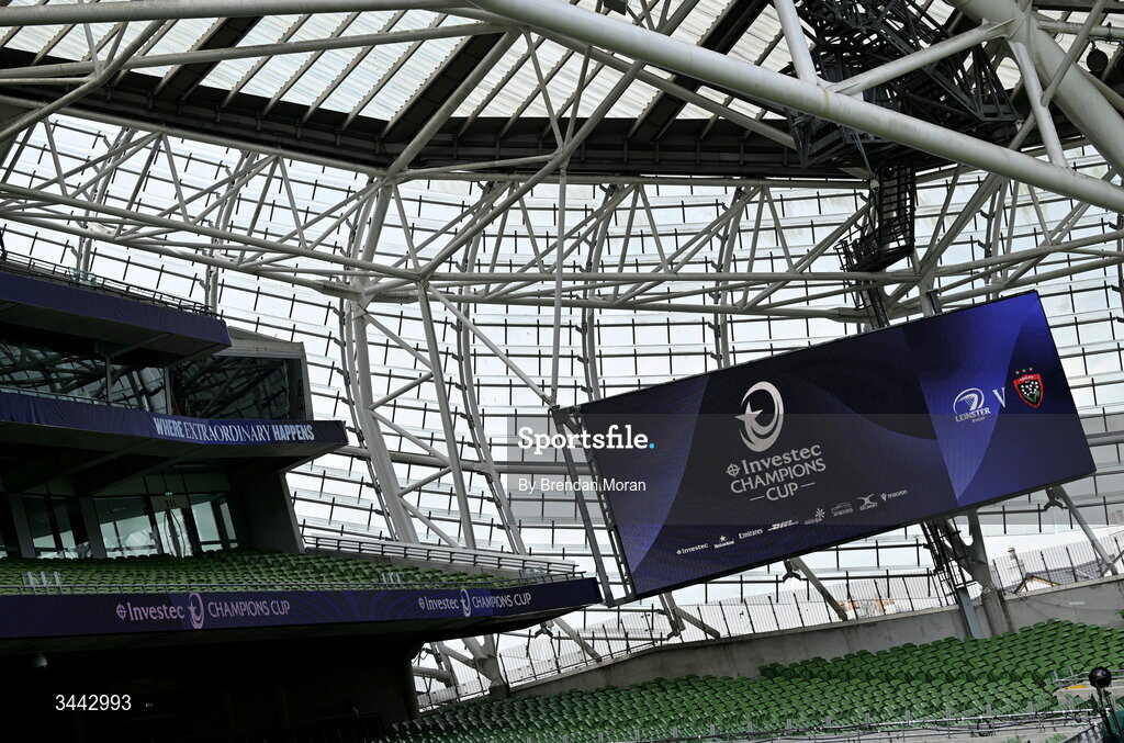 2 May 2026; A general view of the stadium before the Investec Champions Cup semi-final match between Leinster and RC Toulon at the Aviva Stadium in Dublin. Photo by Brendan Moran/Sportsfile