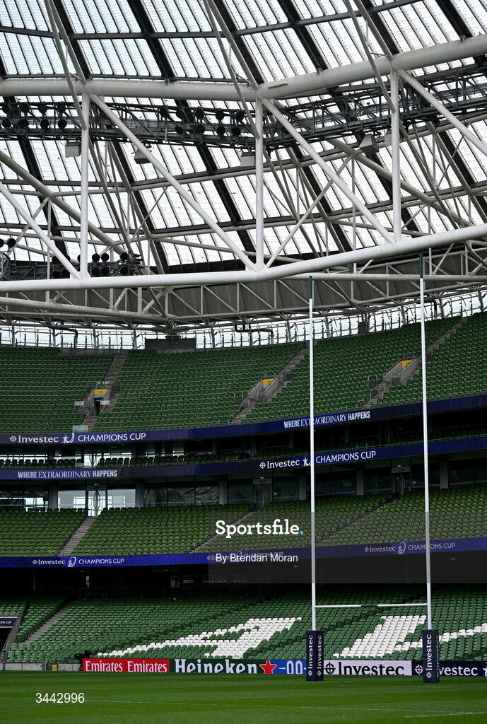 2 May 2026; A general view of the stadium before the Investec Champions Cup semi-final match between Leinster and RC Toulon at the Aviva Stadium in Dublin. Photo by Brendan Moran/Sportsfile
