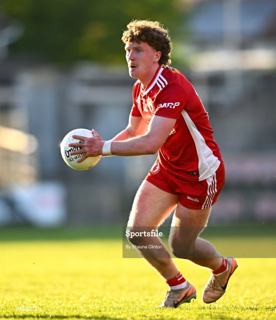 29 April 2026; Turlough Muldoon of Tyrone during the Dalata Hotel Group Ulster U20 Football Championship final match between Monaghan and Tyrone at BOX-IT Athletic Grounds in Armagh. Photo by Shauna Clinton/Sportsfile