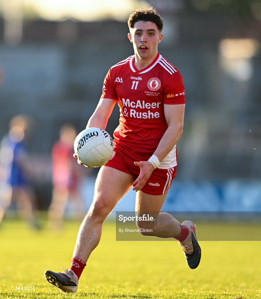 29 April 2026; Leo Hughes of Tyrone during the Dalata Hotel Group Ulster U20 Football Championship final match between Monaghan and Tyrone at BOX-IT Athletic Grounds in Armagh. Photo by Shauna Clinton/Sportsfile
