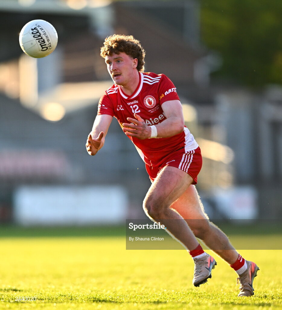 29 April 2026; Turlough Muldoon of Tyrone during the Dalata Hotel Group Ulster U20 Football Championship final match between Monaghan and Tyrone at BOX-IT Athletic Grounds in Armagh. Photo by Shauna Clinton/Sportsfile