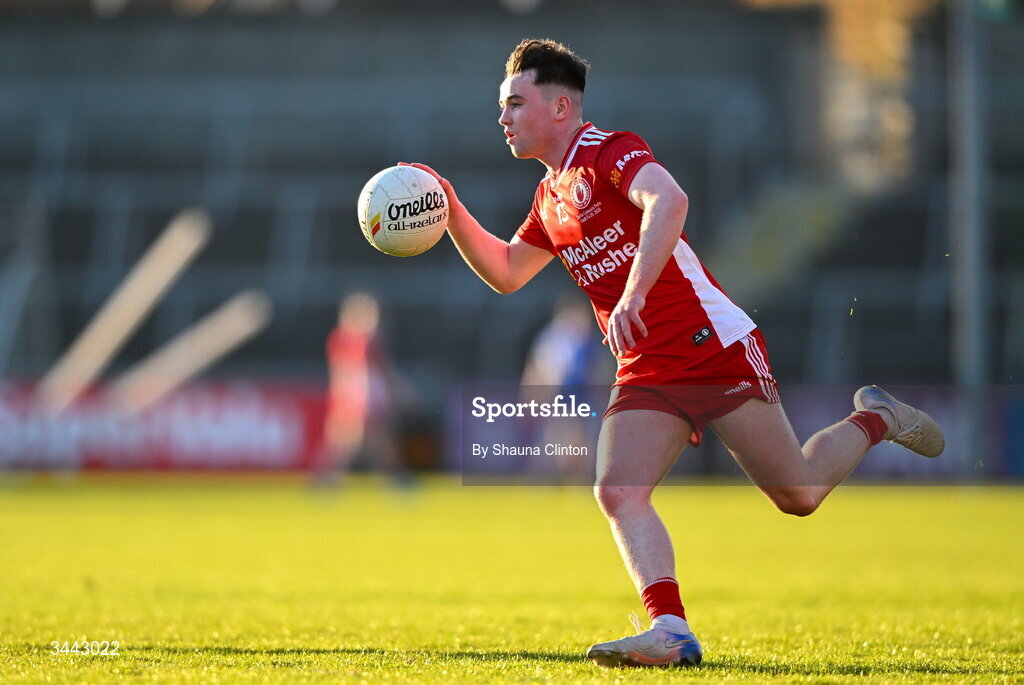 29 April 2026; Adrian McGurren of Tyrone during the Dalata Hotel Group Ulster U20 Football Championship final match between Monaghan and Tyrone at BOX-IT Athletic Grounds in Armagh. Photo by Shauna Clinton/Sportsfile