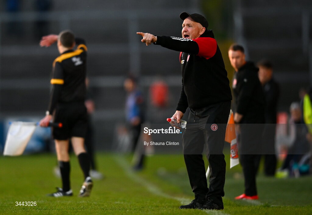 29 April 2026; Tyrone manager Paul Devlin during the Dalata Hotel Group Ulster U20 Football Championship final match between Monaghan and Tyrone at BOX-IT Athletic Grounds in Armagh. Photo by Shauna Clinton/Sportsfile