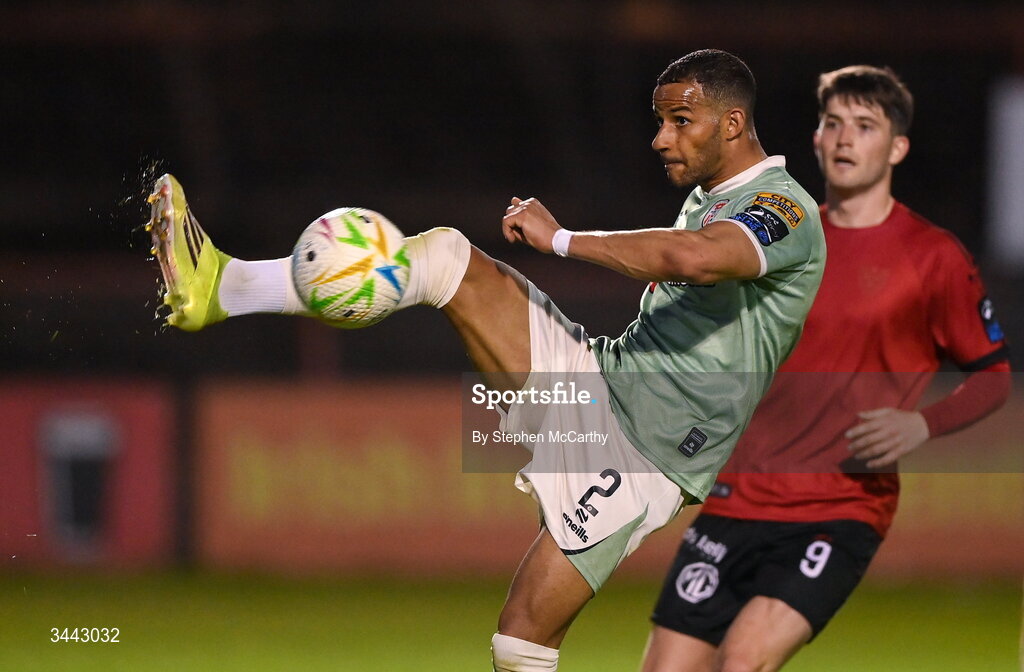 1 May 2026; Barry Cotter of Derry City during the SSE Airtricity Men's Premier Division match between Bohemians and Derry City at Dalymount Park in Dublin. Photo by Stephen McCarthy/Sportsfile