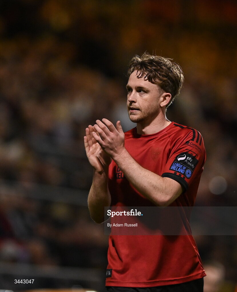 1 May 2026; Darragh Power of Bohemians during the SSE Airtricity Men's Premier Division match between Bohemians and Derry City at Dalymount Park in Dublin. Photo by Adam Russell/Sportsfile