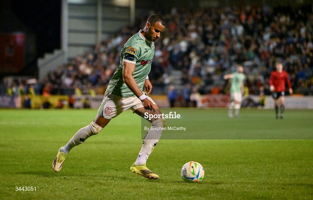 1 May 2026; Barry Cotter of Derry City during the SSE Airtricity Men's Premier Division match between Bohemians and Derry City at Dalymount Park in Dublin. Photo by Stephen McCarthy/Sportsfile