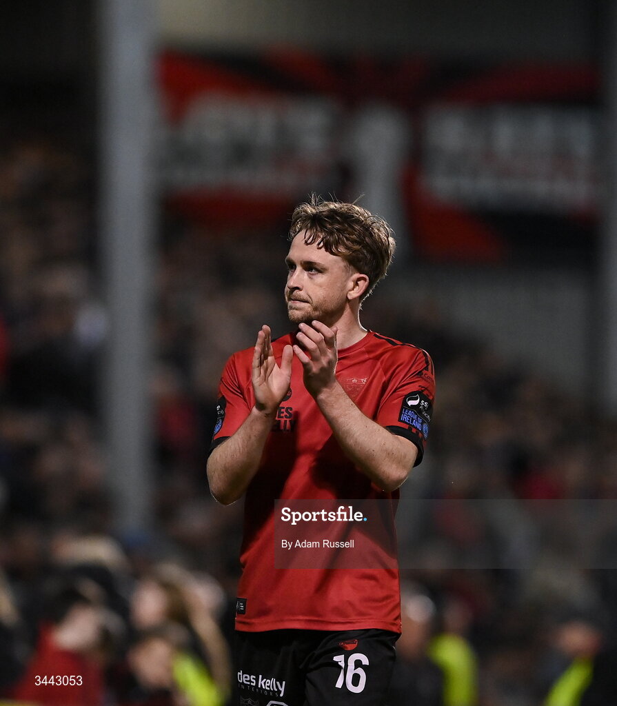 1 May 2026; Darragh Power of Bohemians during the SSE Airtricity Men's Premier Division match between Bohemians and Derry City at Dalymount Park in Dublin. Photo by Adam Russell/Sportsfile