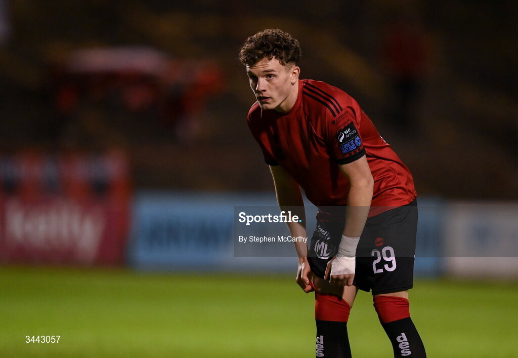 1 May 2026; Josh Harpur of Bohemians during the SSE Airtricity Men's Premier Division match between Bohemians and Derry City at Dalymount Park in Dublin. Photo by Stephen McCarthy/Sportsfile