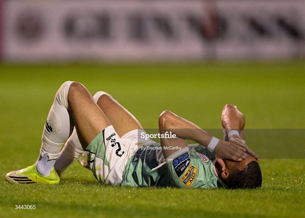 1 May 2026; Barry Cotter of Derry City during the SSE Airtricity Men's Premier Division match between Bohemians and Derry City at Dalymount Park in Dublin. Photo by Stephen McCarthy/Sportsfile