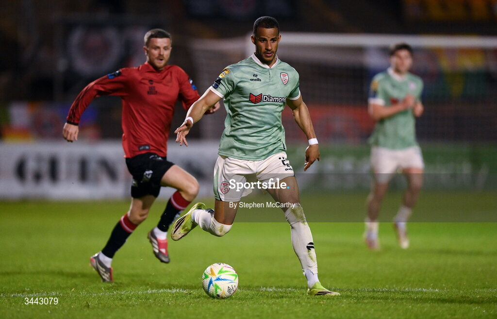 1 May 2026; Barry Cotter of Derry City during the SSE Airtricity Men's Premier Division match between Bohemians and Derry City at Dalymount Park in Dublin. Photo by Stephen McCarthy/Sportsfile