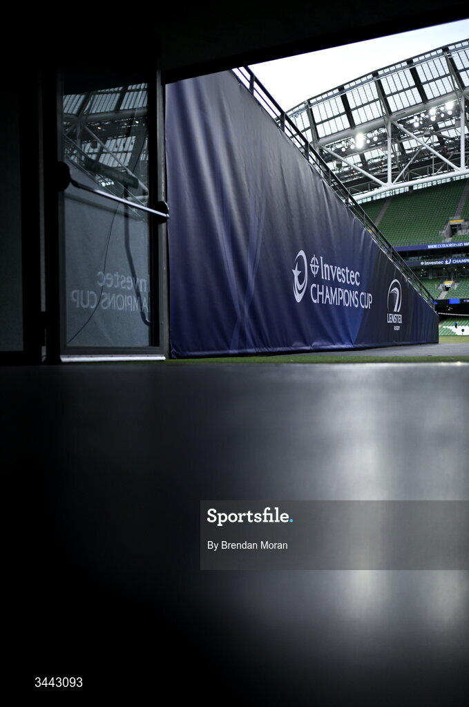2 May 2026; A general view of the player's tunnel before the Investec Champions Cup semi-final match between Leinster and RC Toulon at the Aviva Stadium in Dublin. Photo by Brendan Moran/Sportsfile
