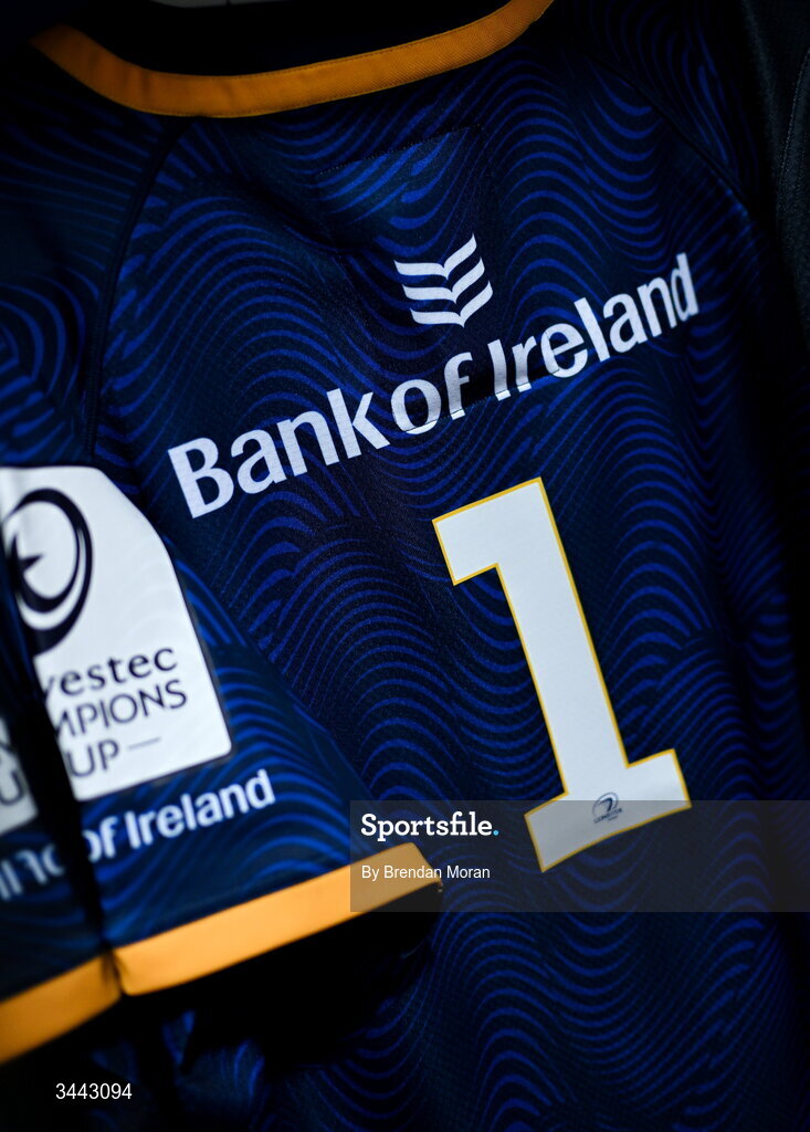 2 May 2026; The jersey of Andrew Porter in the Leinster dressingroom before the Investec Champions Cup semi-final match between Leinster and RC Toulon at the Aviva Stadium in Dublin. Photo by Brendan Moran/Sportsfile