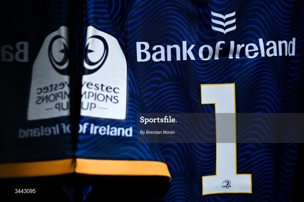 2 May 2026; The jersey of Andrew Porter in the Leinster dressingroom before the Investec Champions Cup semi-final match between Leinster and RC Toulon at the Aviva Stadium in Dublin. Photo by Brendan Moran/Sportsfile