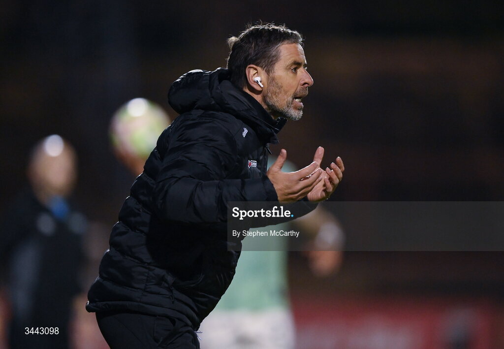 1 May 2026; Derry City manager Tiernan Lynch during the SSE Airtricity Men's Premier Division match between Bohemians and Derry City at Dalymount Park in Dublin. Photo by Stephen McCarthy/Sportsfile