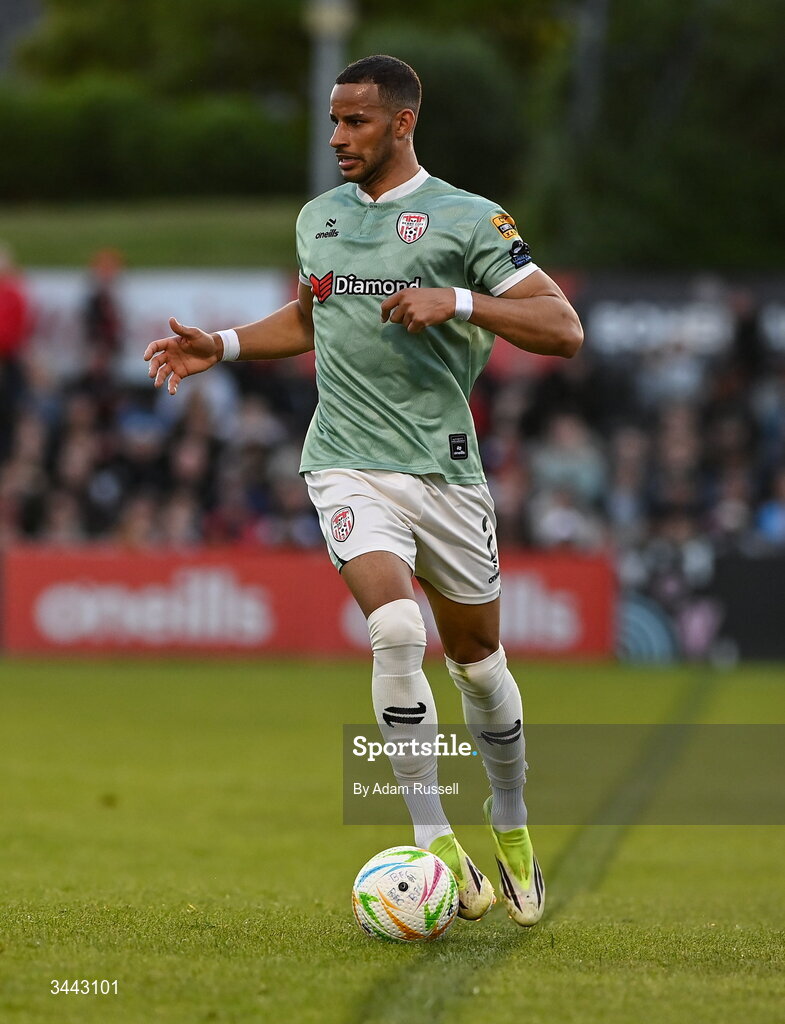 1 May 2026; Barry Cotter of Derry City during the SSE Airtricity Men's Premier Division match between Bohemians and Derry City at Dalymount Park in Dublin. Photo by Adam Russell/Sportsfile