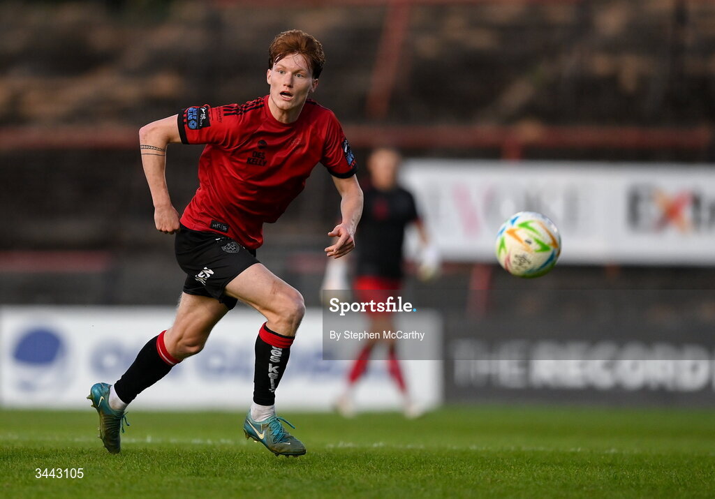1 May 2026; Senan Mullen of Bohemians during the SSE Airtricity Men's Premier Division match between Bohemians and Derry City at Dalymount Park in Dublin. Photo by Stephen McCarthy/Sportsfile