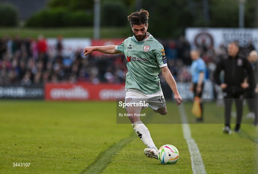 1 May 2026; Brandon Fleming of Derry City during the SSE Airtricity Men's Premier Division match between Bohemians and Derry City at Dalymount Park in Dublin. Photo by Adam Russell/Sportsfile