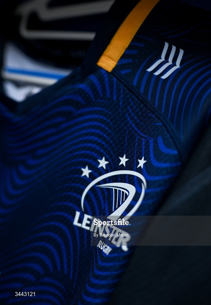 2 May 2026; The jersey of captain Caelan Doris in the Leinster dressingroom before the Investec Champions Cup semi-final match between Leinster and RC Toulon at the Aviva Stadium in Dublin. Photo by Brendan Moran/Sportsfile