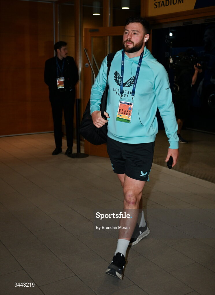 2 May 2026; Robbie Henshaw of Leinster arrives before the Investec Champions Cup semi-final match between Leinster and RC Toulon at the Aviva Stadium in Dublin. Photo by Brendan Moran/Sportsfile