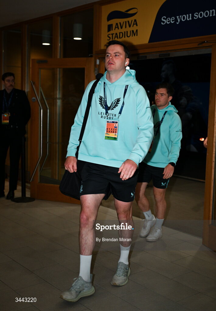 2 May 2026; James Ryan of Leinster arrives before the Investec Champions Cup semi-final match between Leinster and RC Toulon at the Aviva Stadium in Dublin. Photo by Brendan Moran/Sportsfile
