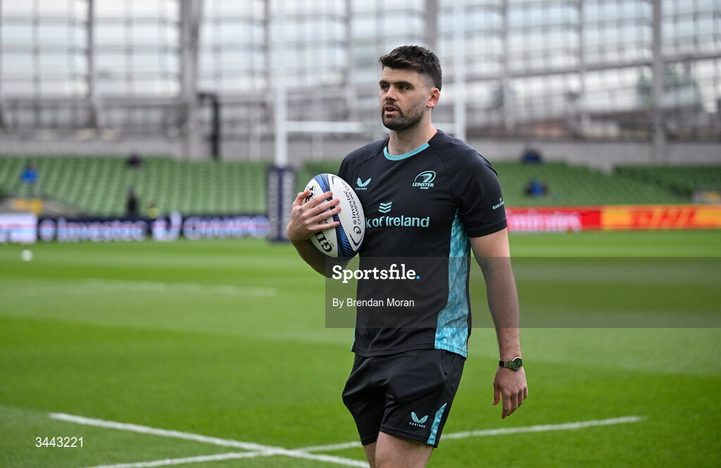 2 May 2026; Harry Byrne of Leinster before the Investec Champions Cup semi-final match between Leinster and RC Toulon at the Aviva Stadium in Dublin. Photo by Brendan Moran/Sportsfile