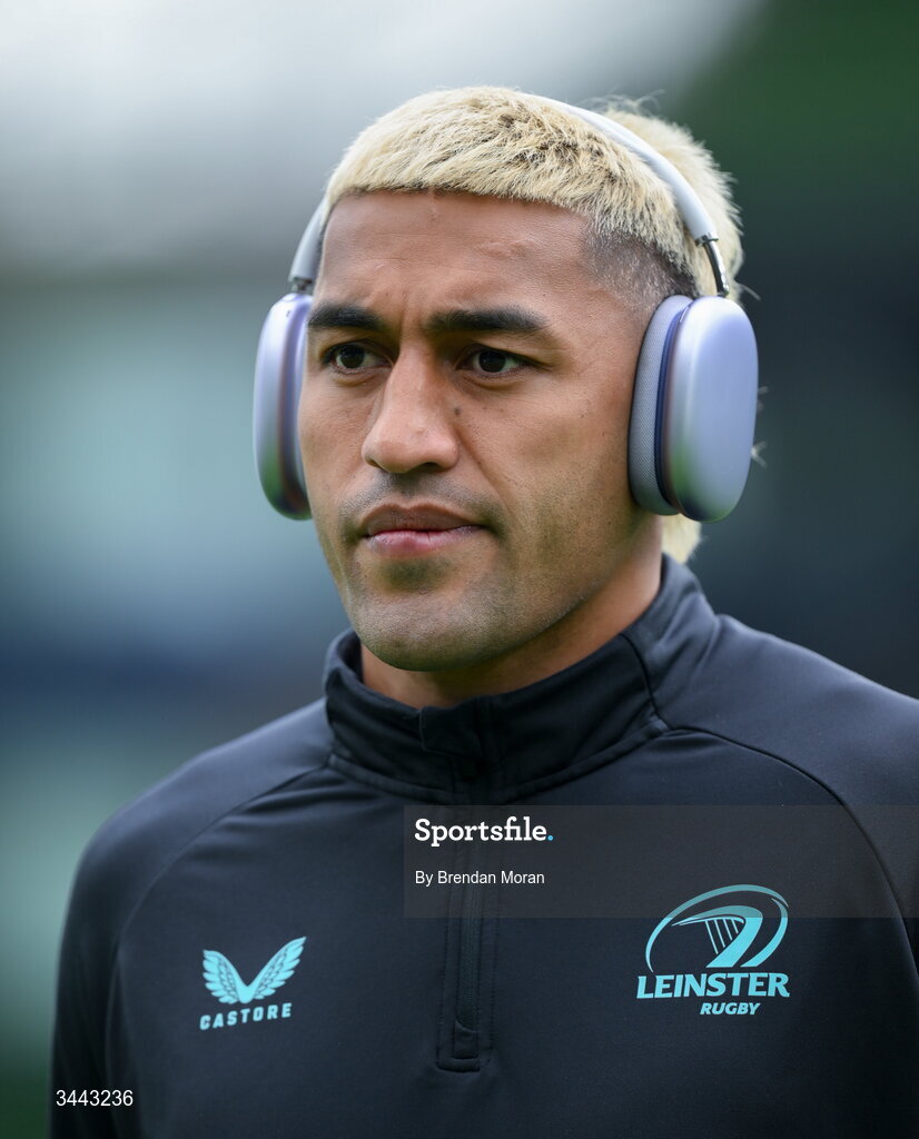 2 May 2026; Rieko Ioane of Leinster before the Investec Champions Cup semi-final match between Leinster and RC Toulon at the Aviva Stadium in Dublin. Photo by Brendan Moran/Sportsfile