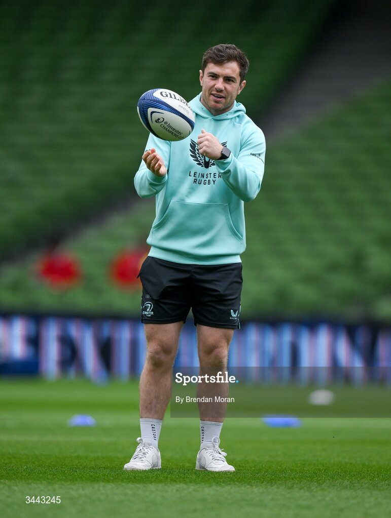 2 May 2026; Luke McGrath of Leinster before the Investec Champions Cup semi-final match between Leinster and RC Toulon at the Aviva Stadium in Dublin. Photo by Brendan Moran/Sportsfile