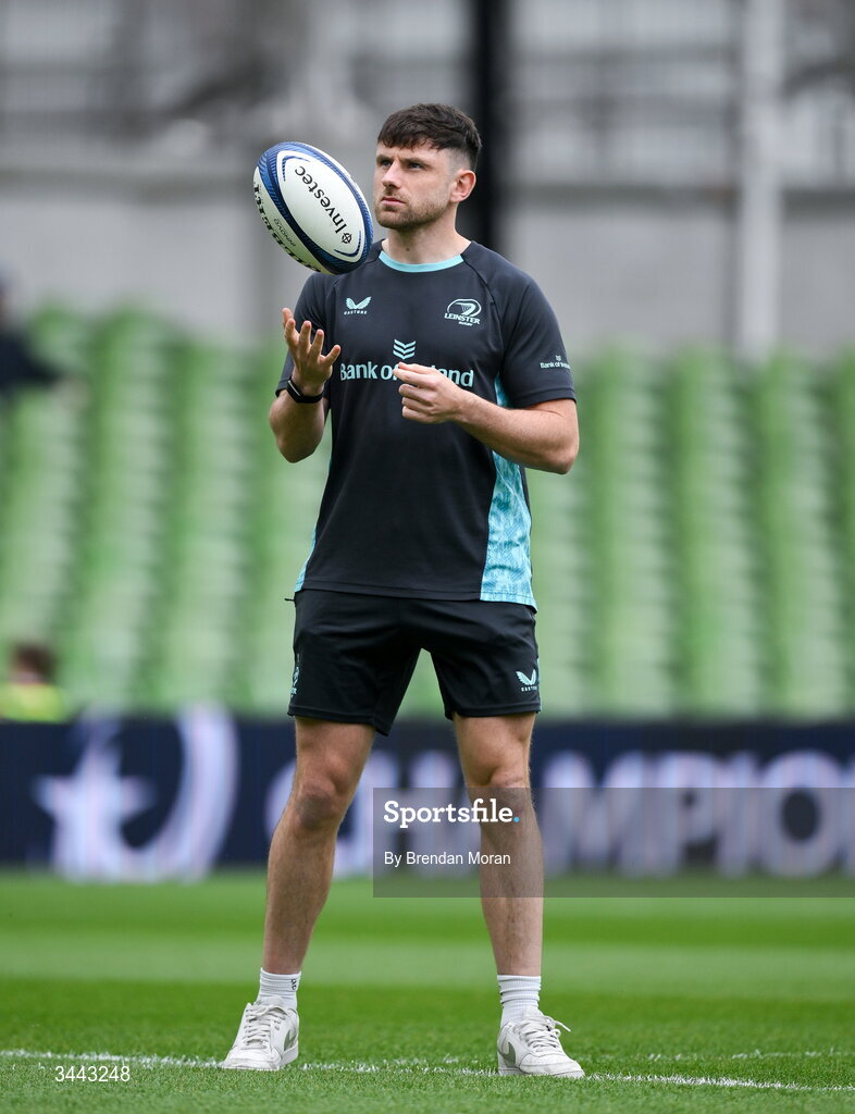 2 May 2026; Hugo Keenan of Leinster before the Investec Champions Cup semi-final match between Leinster and RC Toulon at the Aviva Stadium in Dublin. Photo by Brendan Moran/Sportsfile
