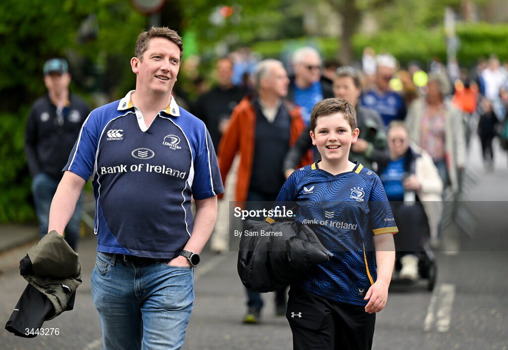 2 May 2026; Leinster supporters before the Investec Champions Cup semi-final match between Leinster and RC Toulon at the Aviva Stadium in Dublin. Photo by Sam Barnes/Sportsfile