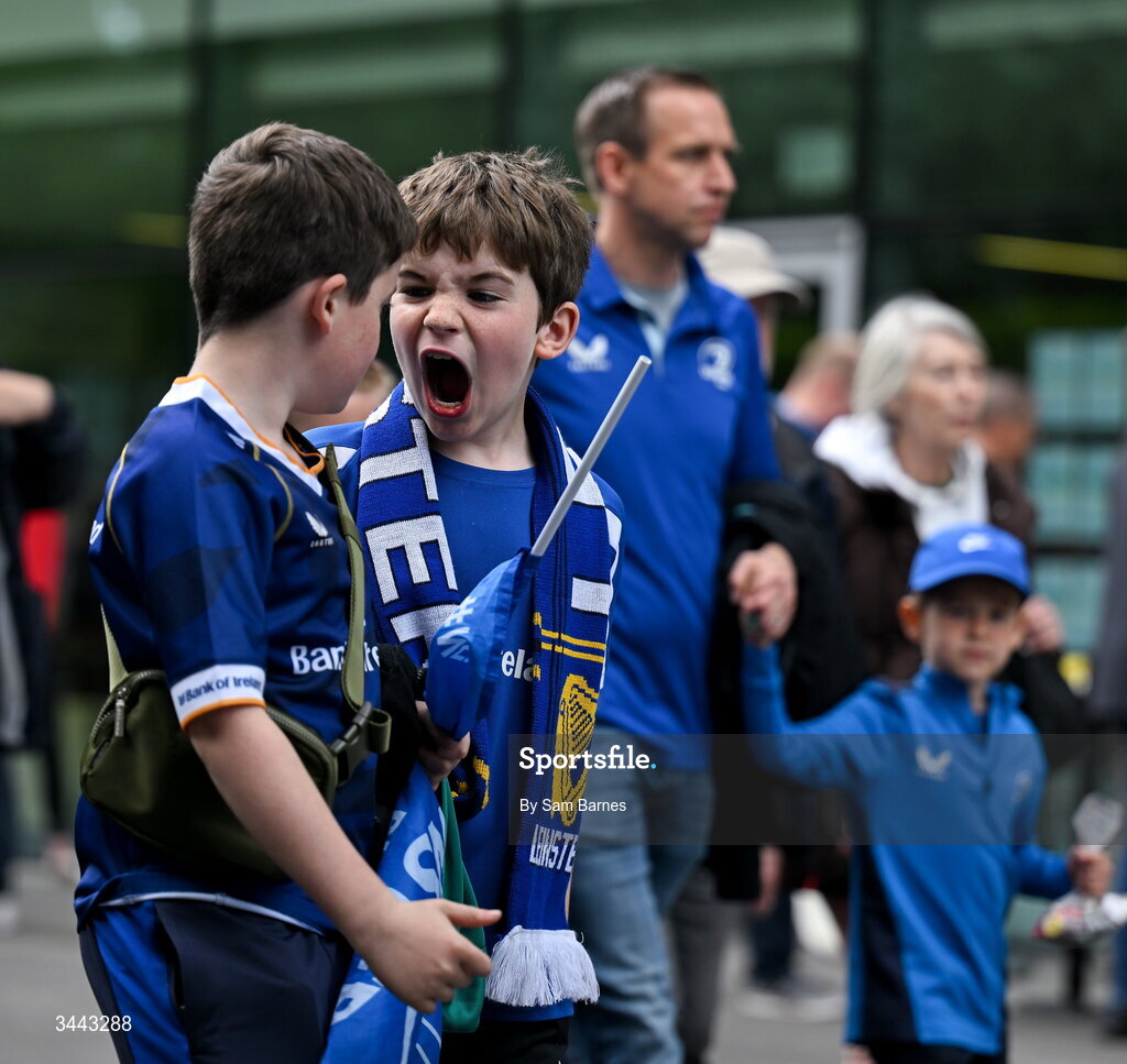 2 May 2026; Leinster supporters before the Investec Champions Cup semi-final match between Leinster and RC Toulon at the Aviva Stadium in Dublin. Photo by Sam Barnes/Sportsfile