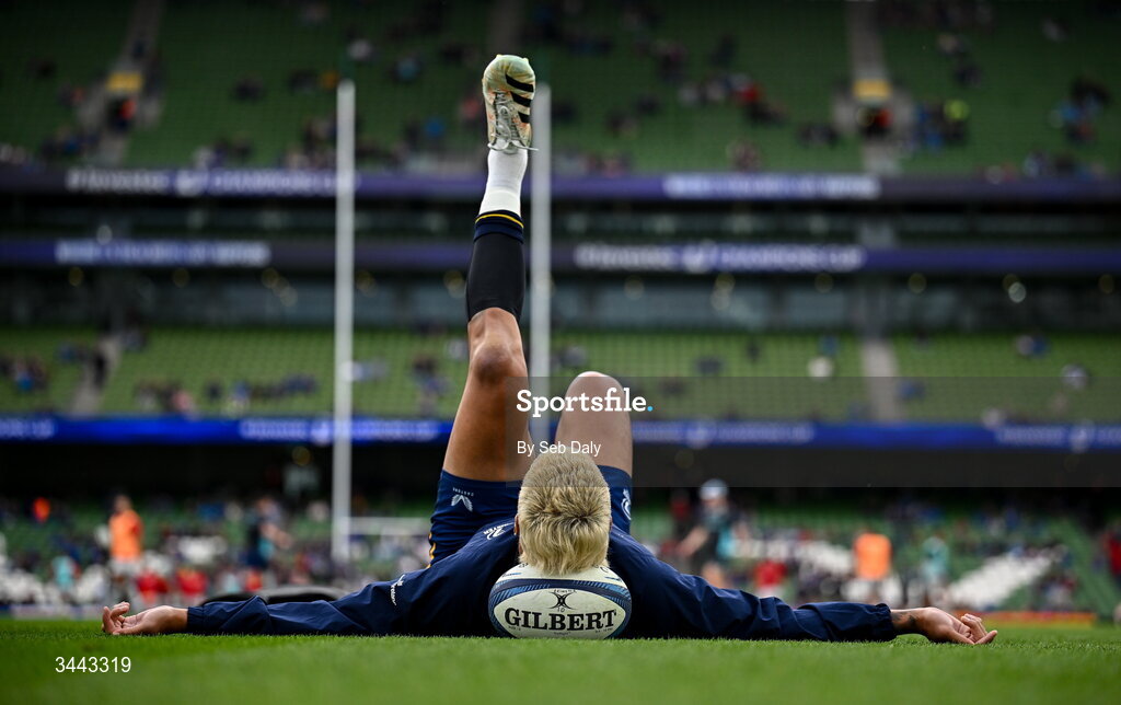 2 May 2026; Rieko Ioane of Leinster before the Investec Champions Cup semi-final match between Leinster and RC Toulon at the Aviva Stadium in Dublin. Photo by Seb Daly/Sportsfile