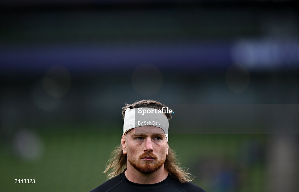 2 May 2026; Joe McCarthy of Leinster before the Investec Champions Cup semi-final match between Leinster and RC Toulon at the Aviva Stadium in Dublin. Photo by Seb Daly/Sportsfile