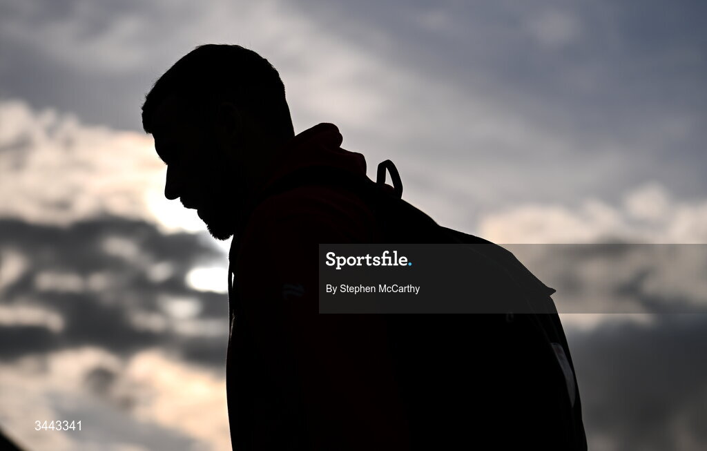 1 May 2026; Patrick McClean of Derry City arrives for the SSE Airtricity Men's Premier Division match between Bohemians and Derry City at Dalymount Park in Dublin. Photo by Stephen McCarthy/Sportsfile
