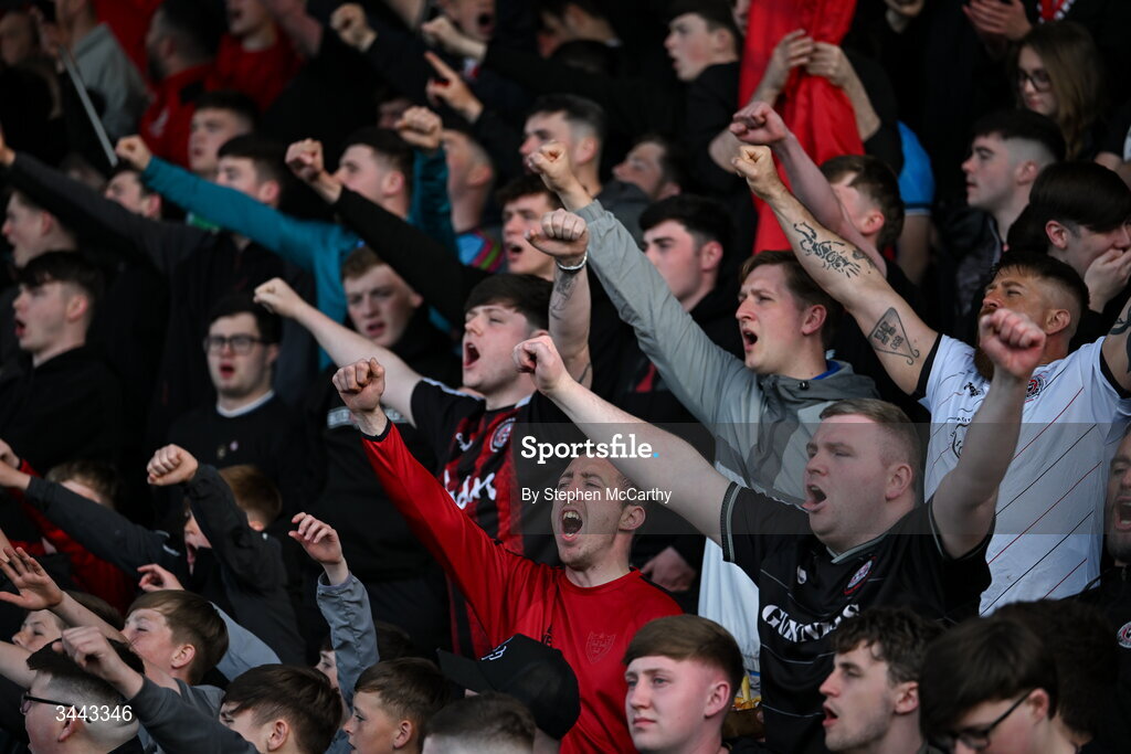 1 May 2026; Bohemians supporters before the SSE Airtricity Men's Premier Division match between Bohemians and Derry City at Dalymount Park in Dublin. Photo by Stephen McCarthy/Sportsfile
