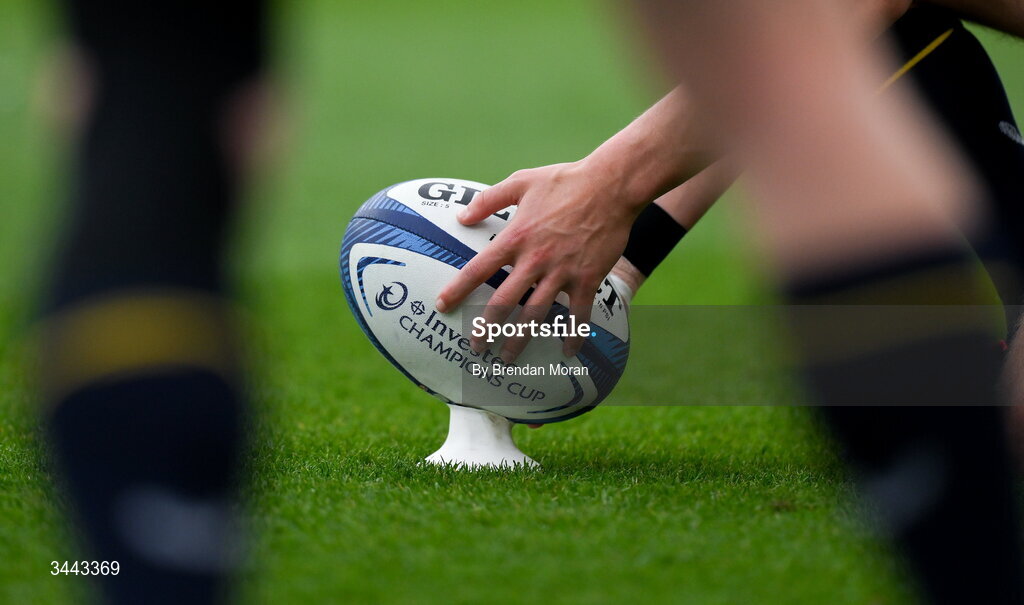 2 May 2026; A general view of a ball before the Investec Champions Cup semi-final match between Leinster and RC Toulon at the Aviva Stadium in Dublin. Photo by Brendan Moran/Sportsfile