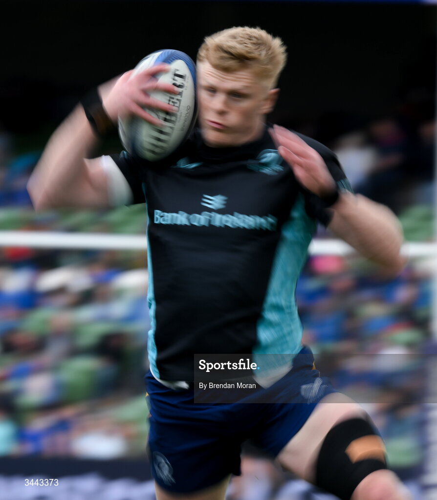 2 May 2026; Tommy O'Brien of Leinster before the Investec Champions Cup semi-final match between Leinster and RC Toulon at the Aviva Stadium in Dublin. Photo by Brendan Moran/Sportsfile