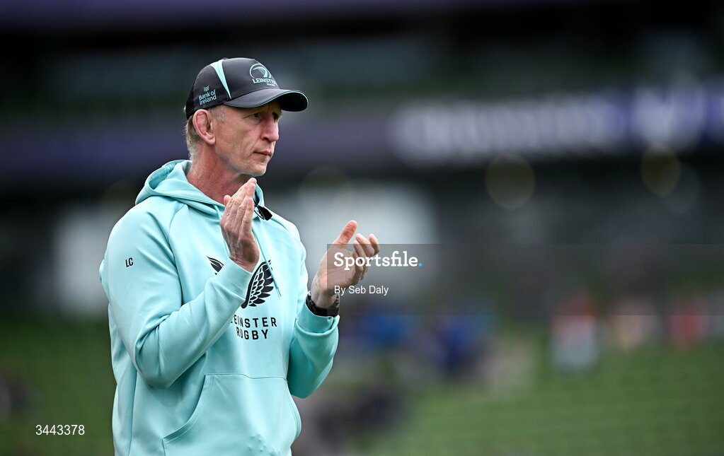 2 May 2026; Leinster head coach Leo Cullen before the Investec Champions Cup semi-final match between Leinster and RC Toulon at the Aviva Stadium in Dublin. Photo by Seb Daly/Sportsfile
