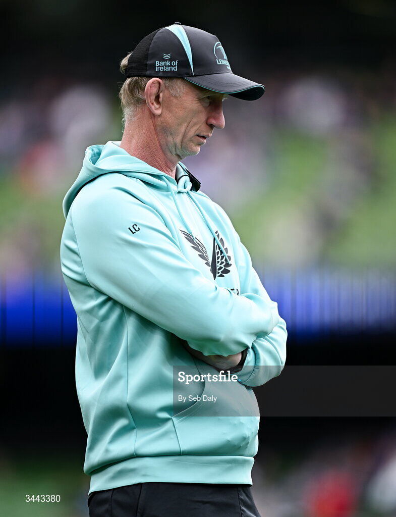 2 May 2026; Leinster head coach Leo Cullen before the Investec Champions Cup semi-final match between Leinster and RC Toulon at the Aviva Stadium in Dublin. Photo by Seb Daly/Sportsfile