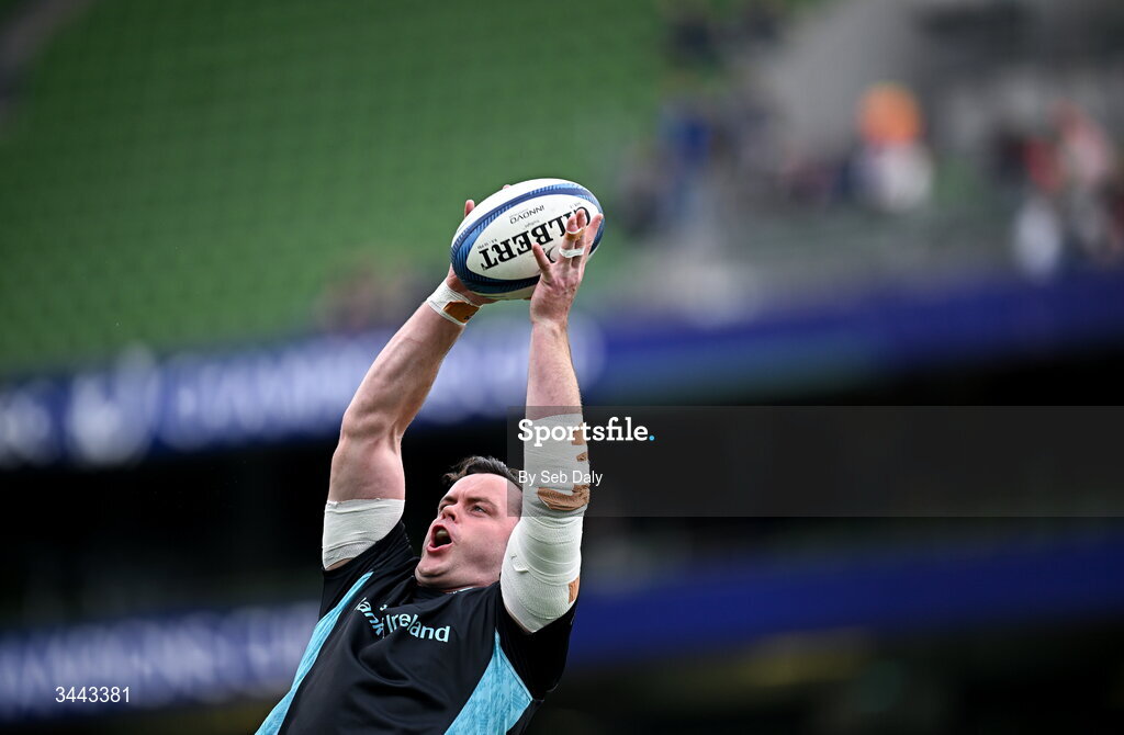 2 May 2026; James Ryan of Leinster before the Investec Champions Cup semi-final match between Leinster and RC Toulon at the Aviva Stadium in Dublin. Photo by Seb Daly/Sportsfile