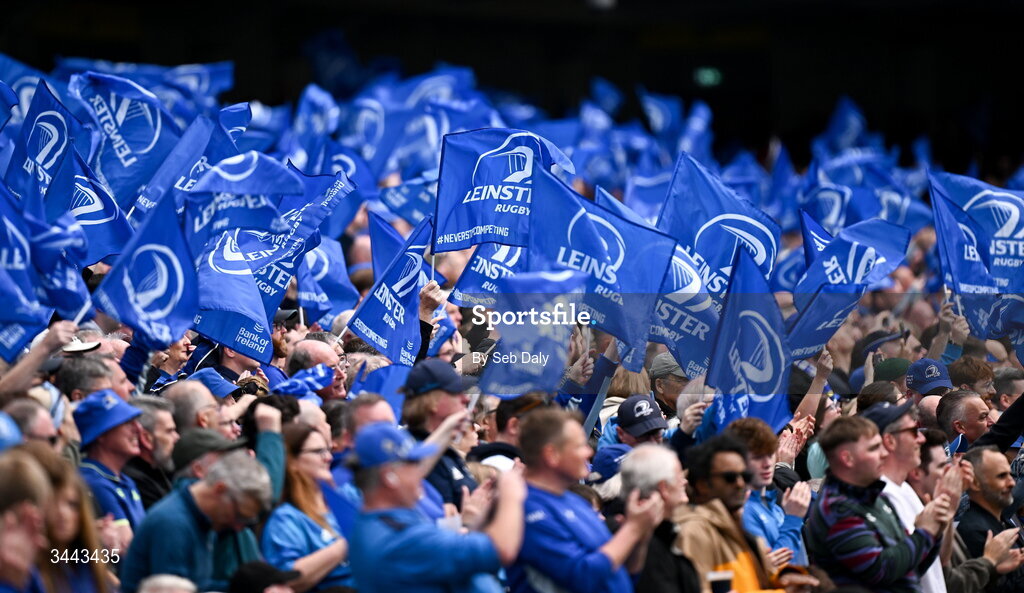 2 May 2026; Leinster supporters before the Investec Champions Cup semi-final match between Leinster and RC Toulon at the Aviva Stadium in Dublin. Photo by Seb Daly/Sportsfile