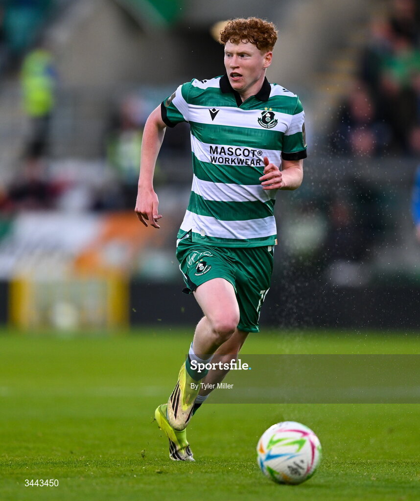 1 May 2026; Adam Brennan of Shamrock Rovers during the SSE Airtricity Men's Premier Division match between Shamrock Rovers and Waterford at Tallaght Stadium in Dublin. Photo by Tyler Miller/Sportsfile