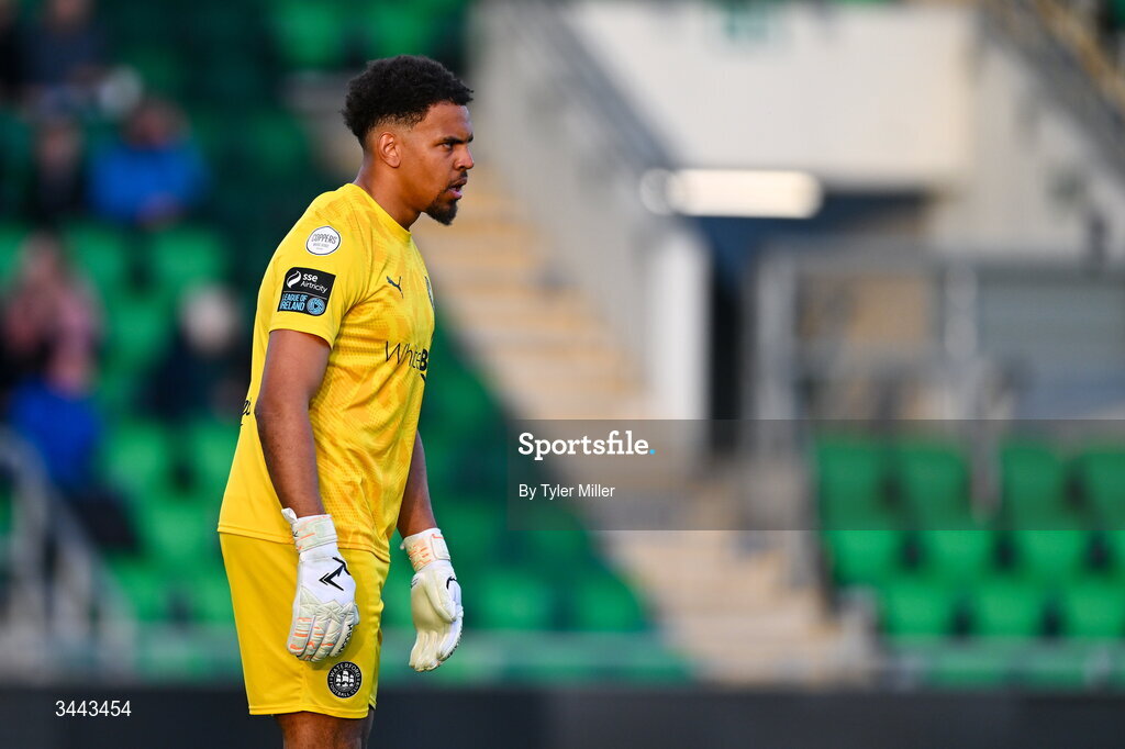1 May 2026; Waterford goalkeeper Arlo Doherty during the SSE Airtricity Men's Premier Division match between Shamrock Rovers and Waterford at Tallaght Stadium in Dublin. Photo by Tyler Miller/Sportsfile